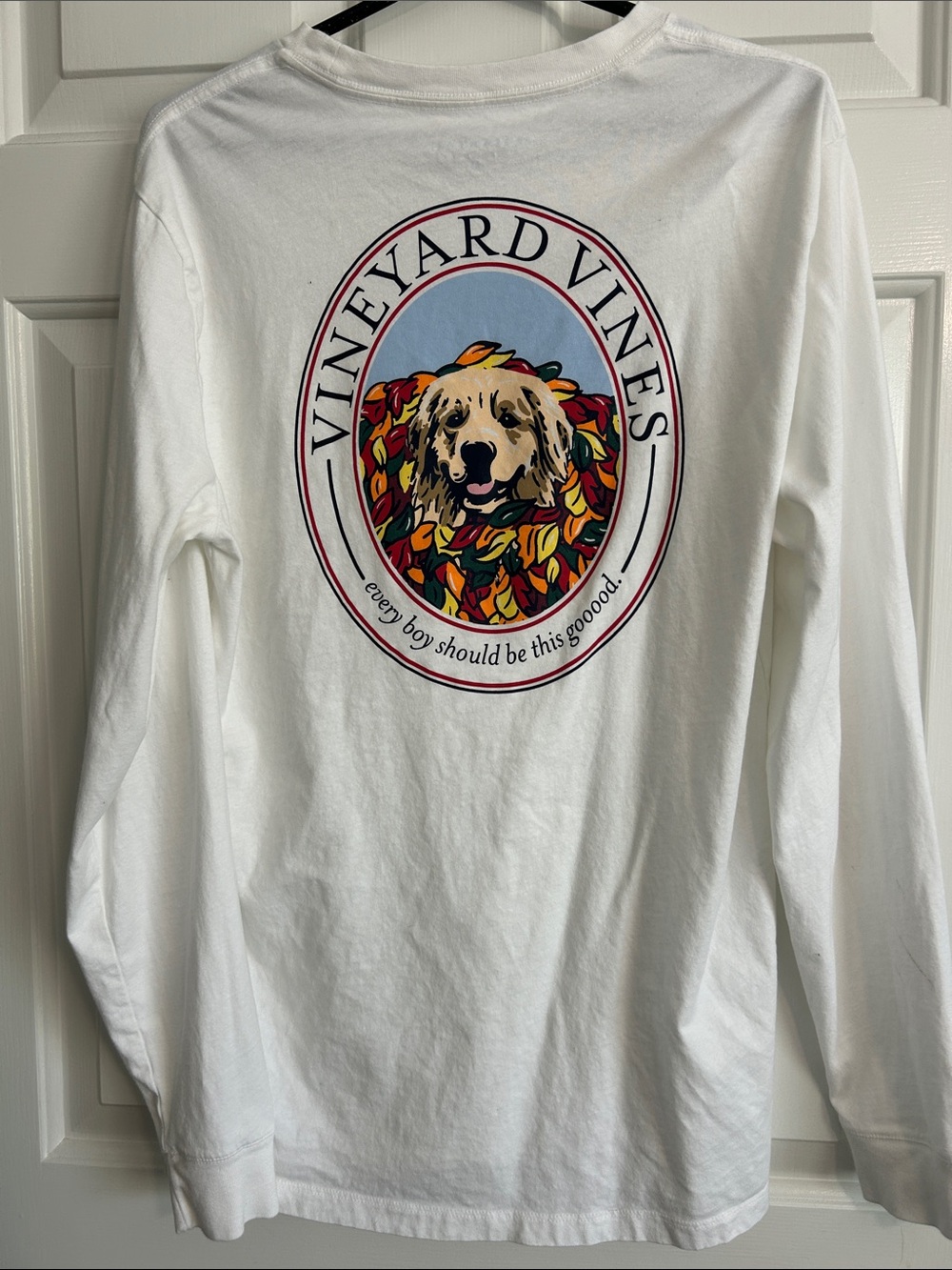 Vineyard Vines White Long Sleeve Pocket Tee with Embroidered Patch - Picture 2 of 2